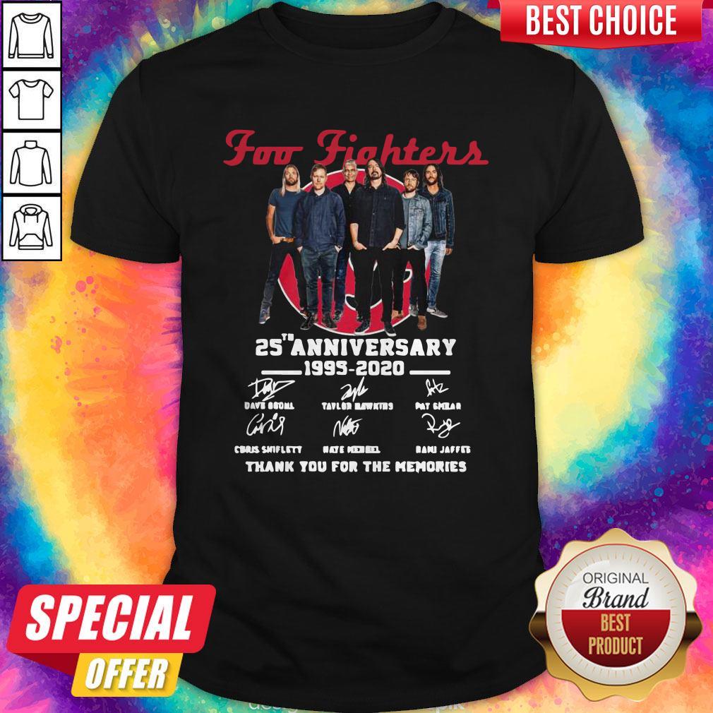 Foo Fighters 25th Anniversary 1995 2020 Thank You For The Memories Signatures Shirt