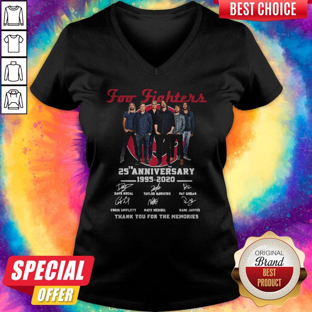 Foo Fighters 25th Anniversary 1995 2020 Thank You For The Memories Signatures Shirt - Image 2