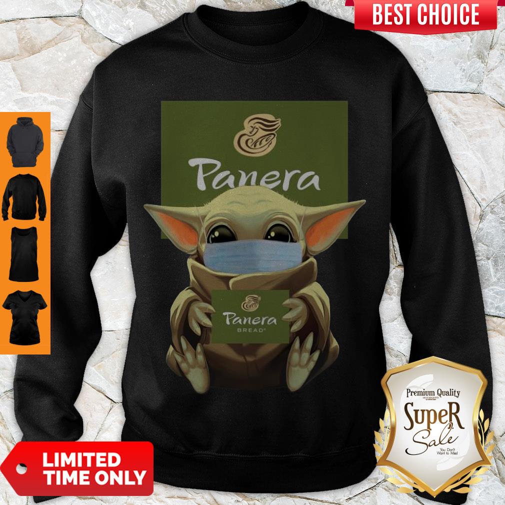 Official Baby Yoda Face Mask Hug Panera Bread Shirt - Image 3