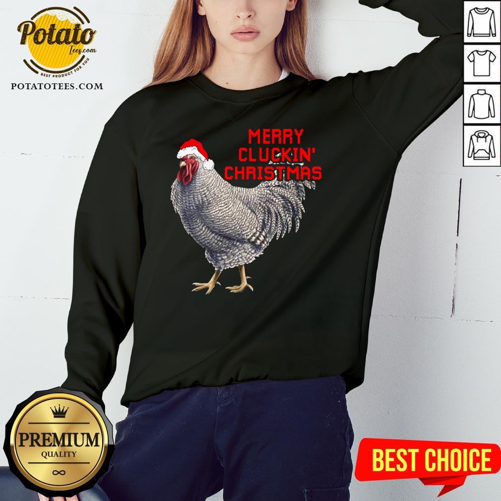 Pretty Santa Chicken Merry Cluckin’ Christmas Shirt - Image 4