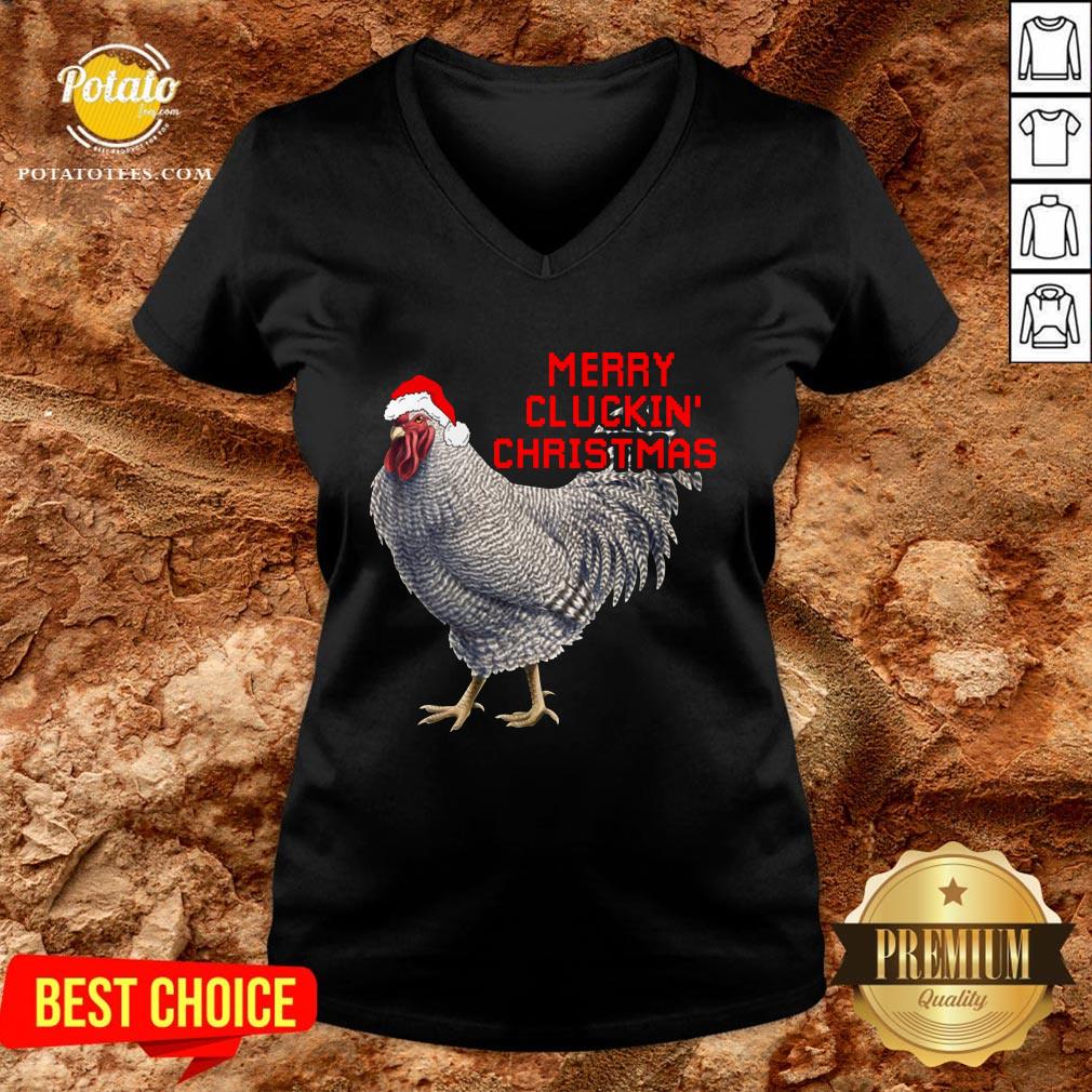 Pretty Santa Chicken Merry Cluckin’ Christmas Shirt - Image 2