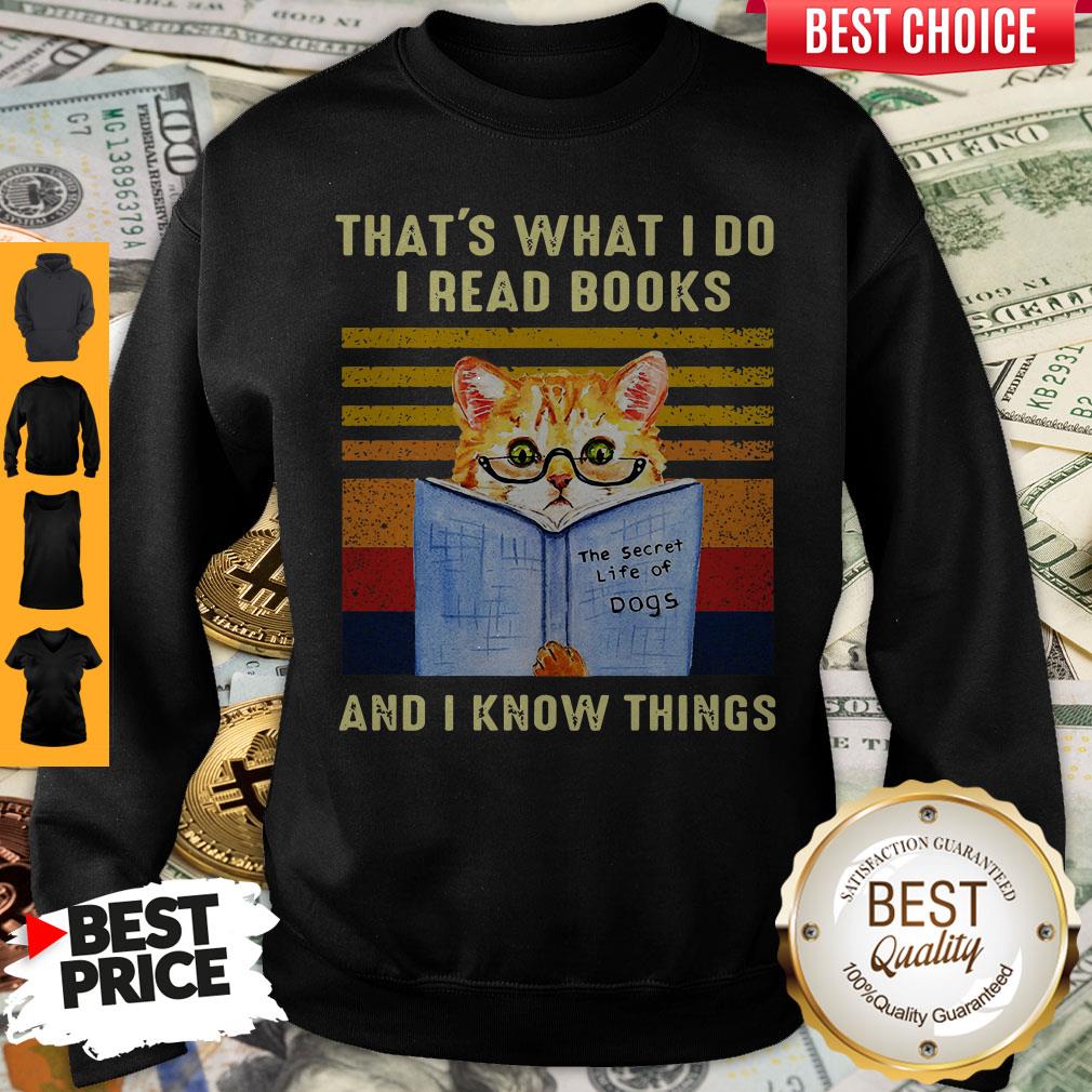 Top Cat That’s What I Do I Read Book And I Know Things Vintage Shirt - Image 5