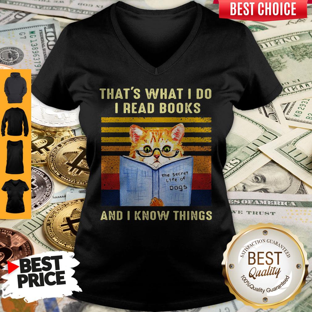 Top Cat That’s What I Do I Read Book And I Know Things Vintage Shirt - Image 3
