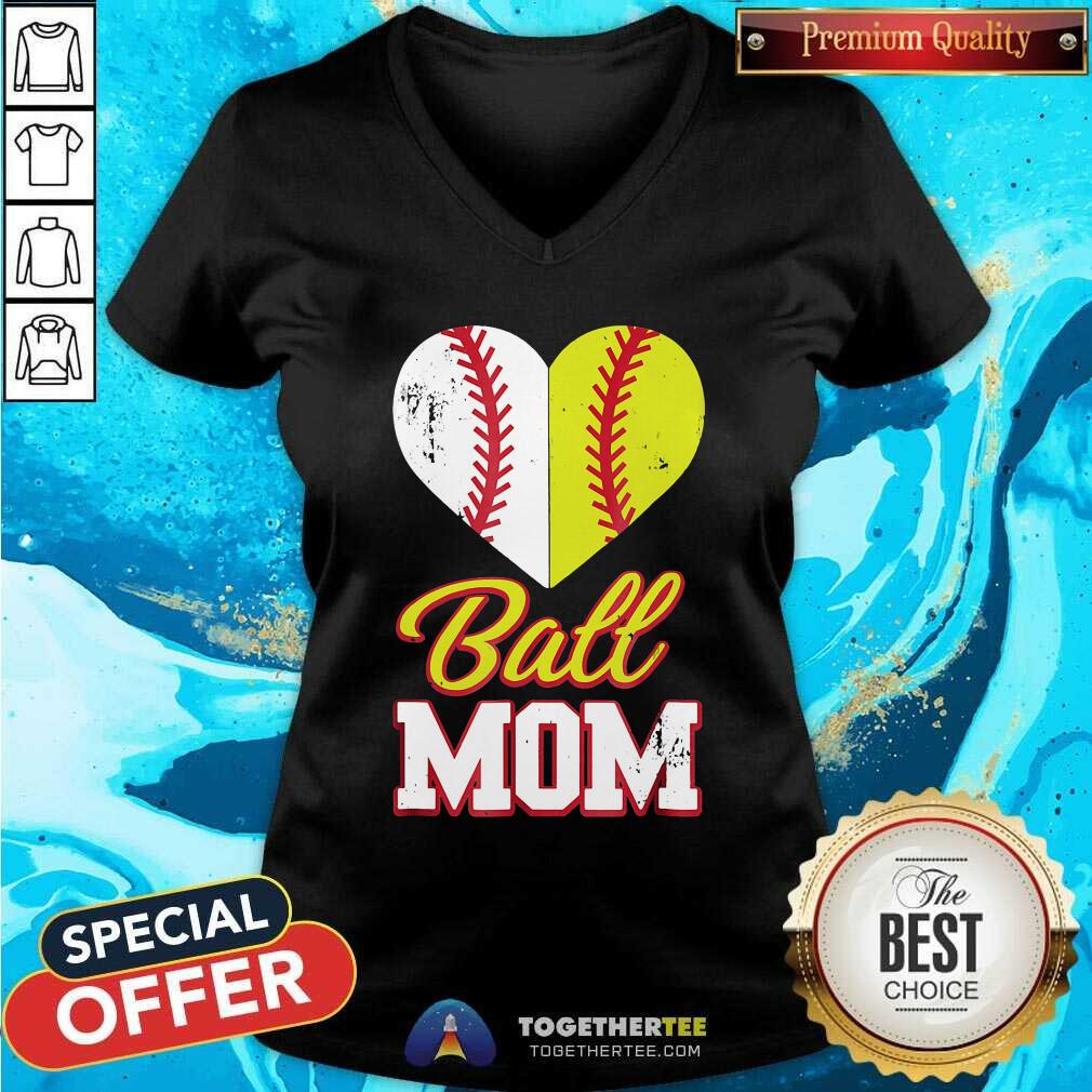 Hot Softball Baseball Ball Mom Shirt - Image 3