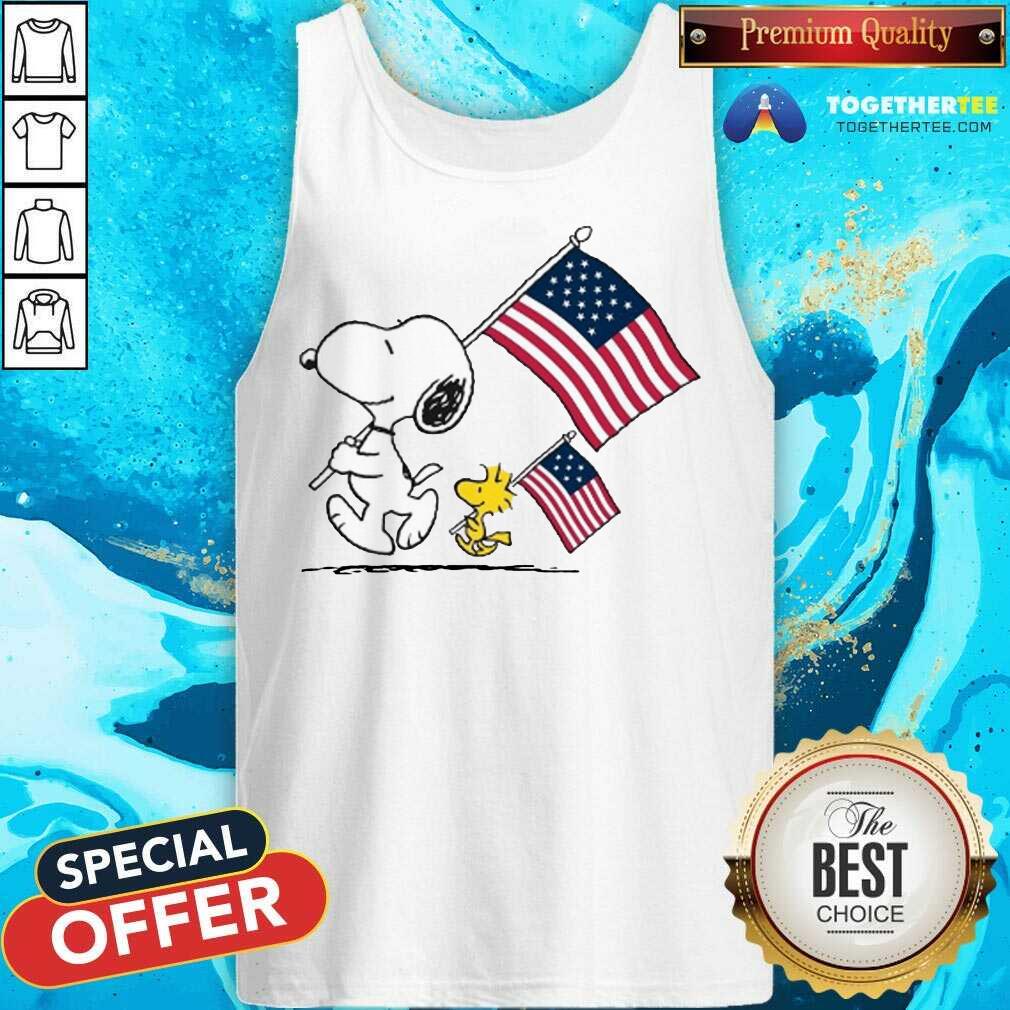 Nice Snoopy And Woodstock Holding American Flag 4th Of July Shirt - Image 3