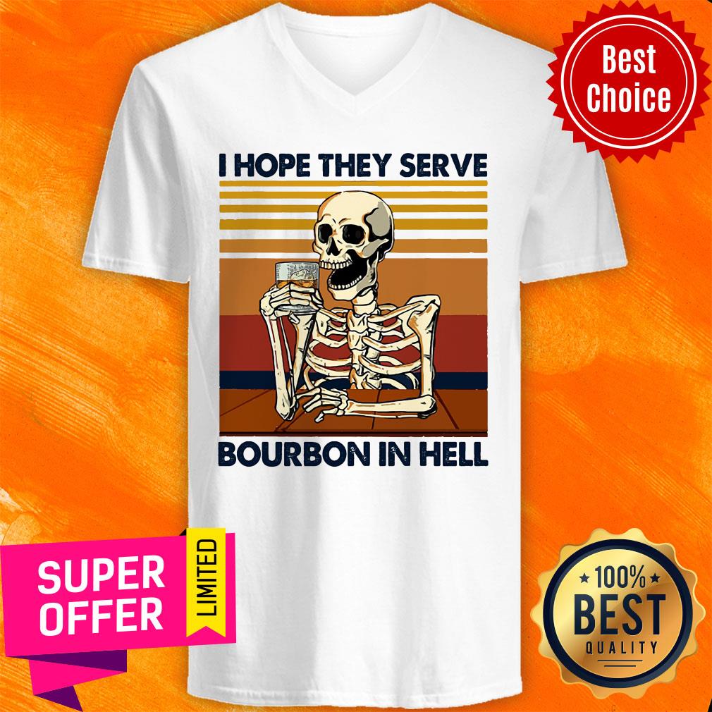 Skeleton I Hope They Serve Bourbon In Hell Vintage Shirt - Image 2