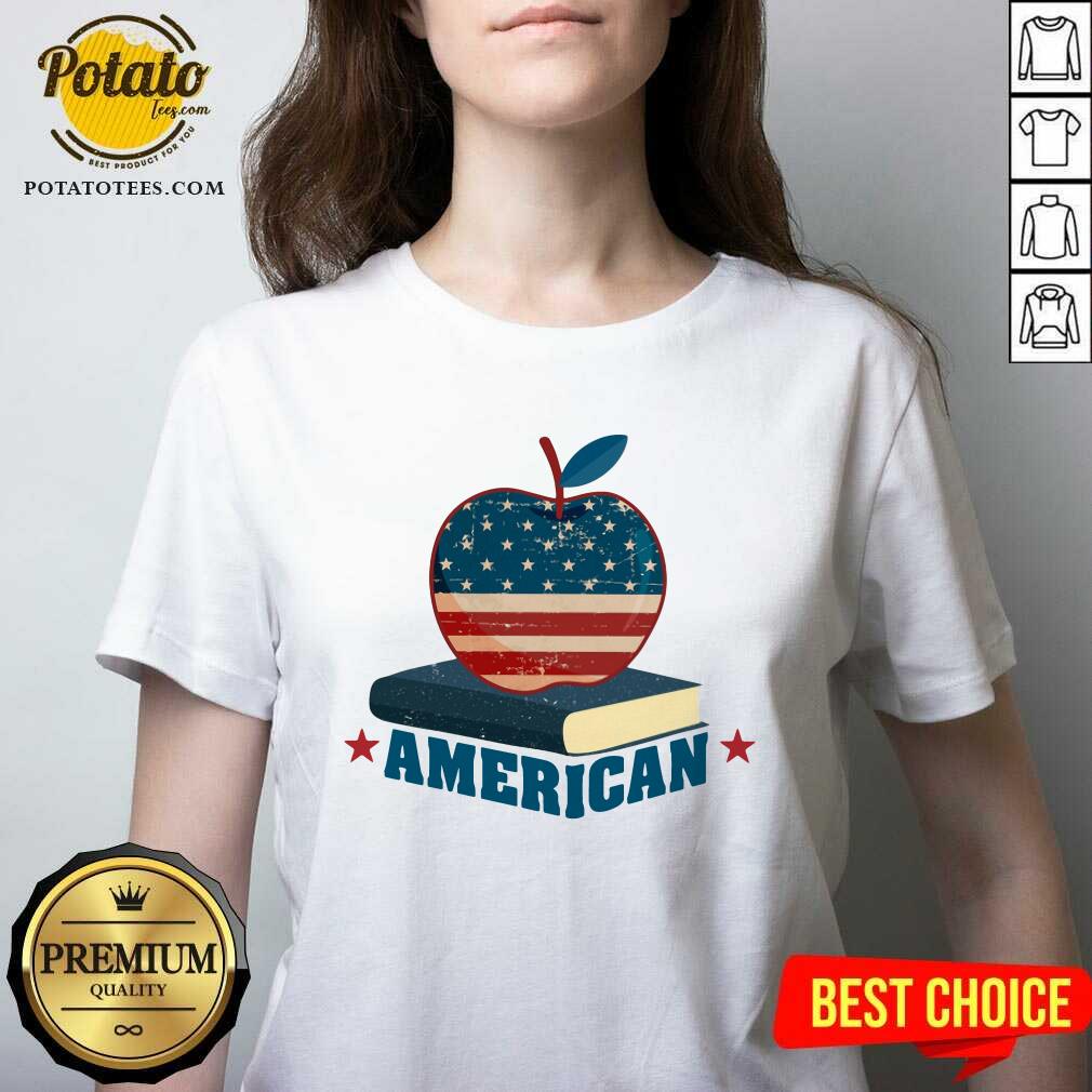 American Apple And Book 4th Of July Shirt - Image 3