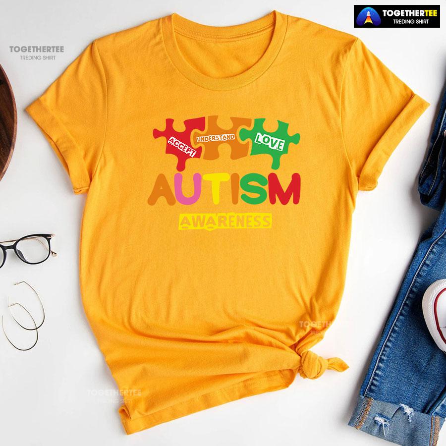 Accept Understand Love Puzzle Pieces Autism Awareness T-Shirt - Image 10