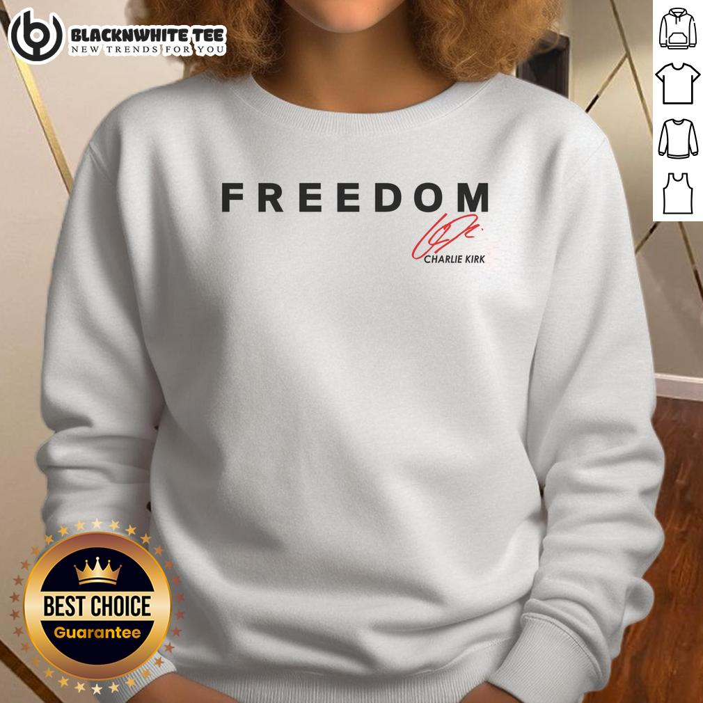 Original Fight For Freedom Charlie Kirk 1993-2025 Red Signature Tribute T-Shirt - Image 5