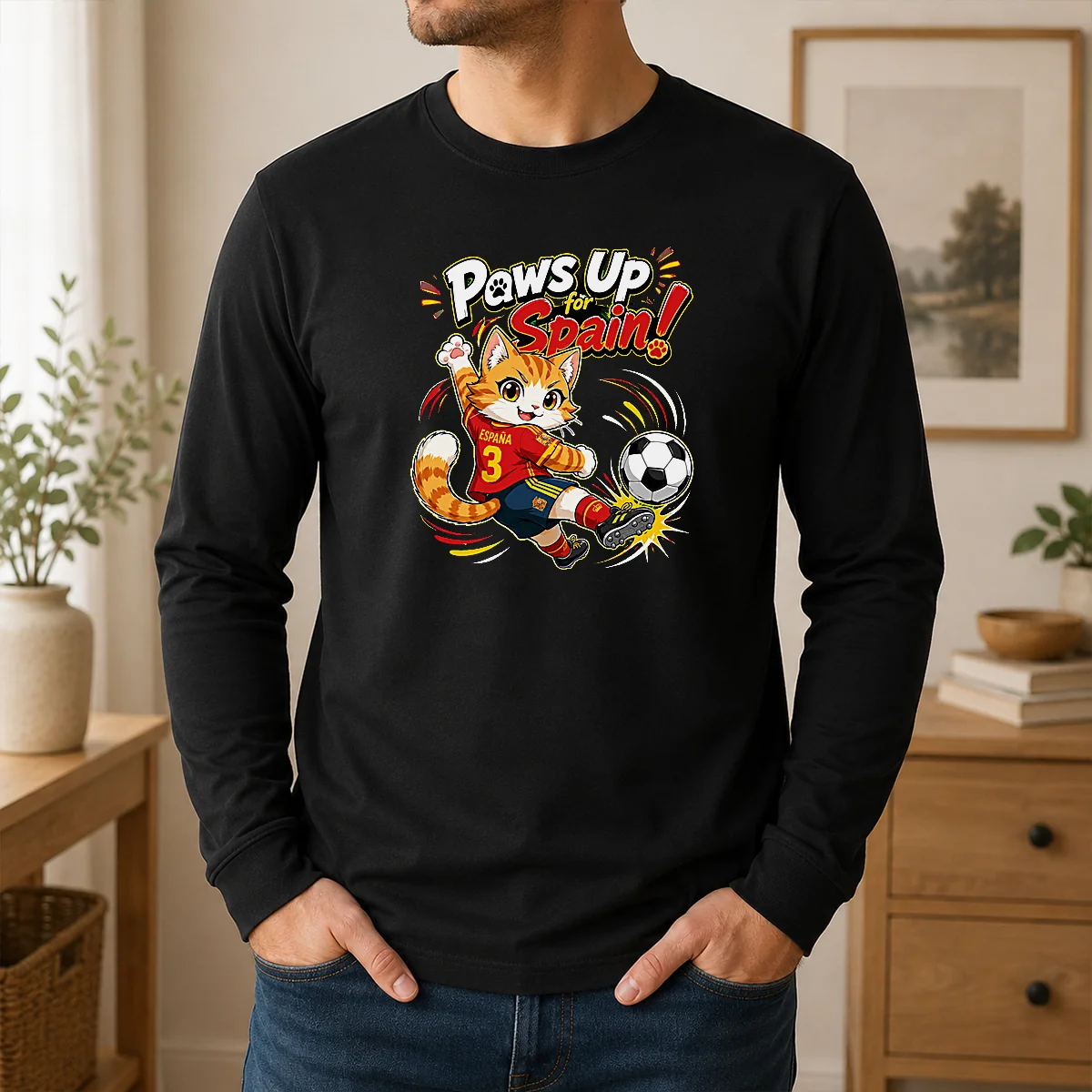 Official Spanish Soccer Cat Meme Anime Shirt - Image 6