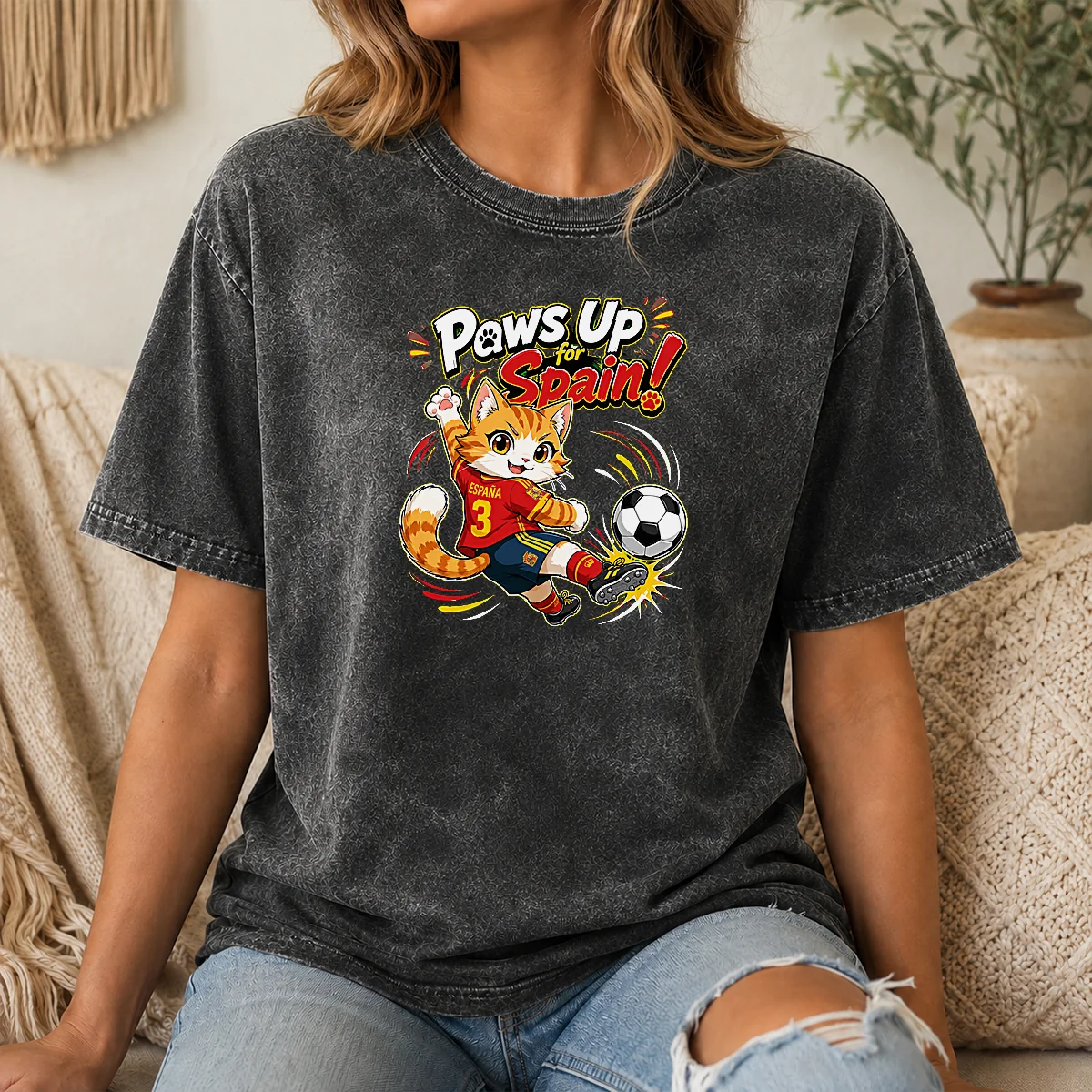 Official Spanish Soccer Cat Meme Anime Shirt - Image 8