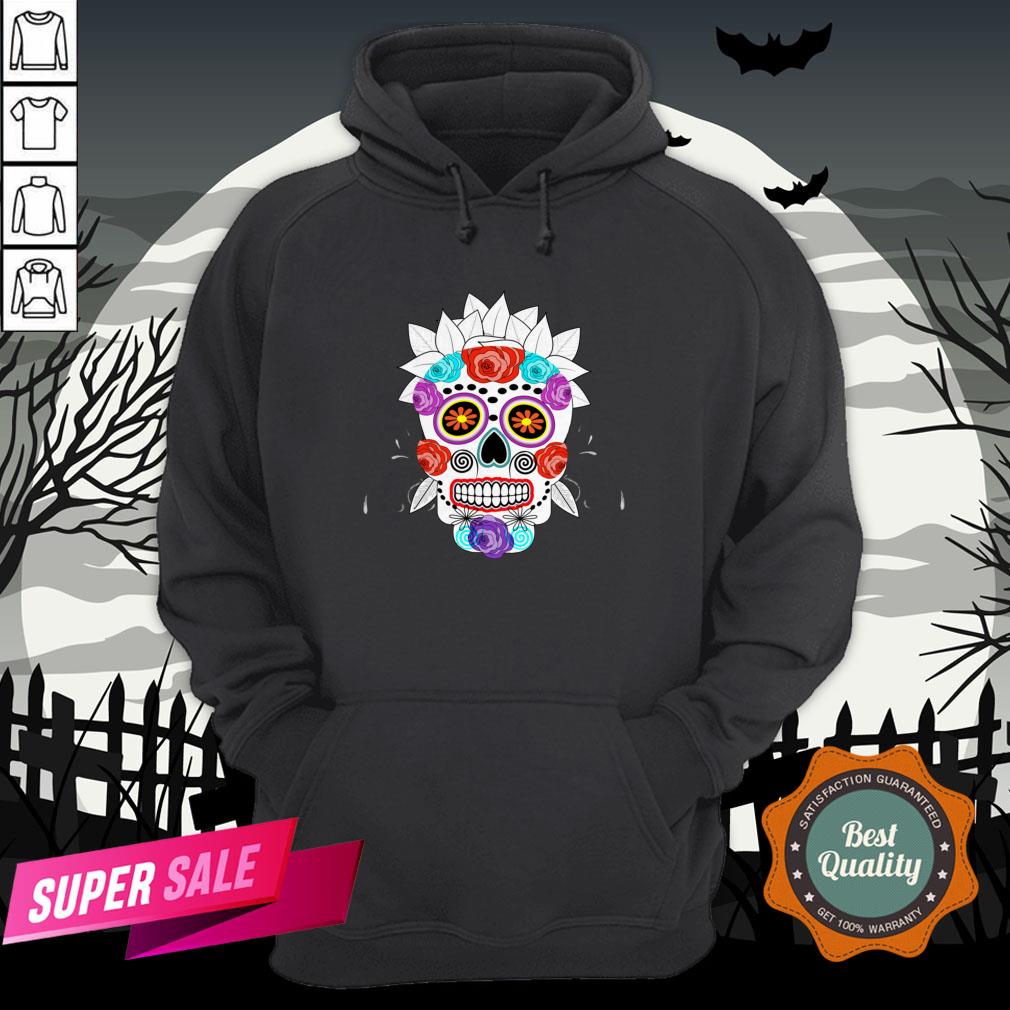 Fun Bright Trendy Sugar Skull Dia De Los Muertos Day Of The Dead Shirt - Image 5