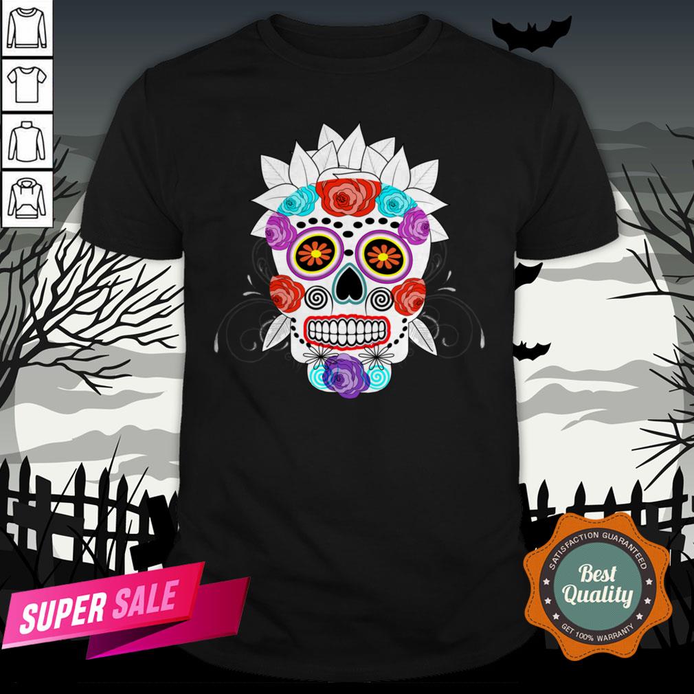 Fun Bright Trendy Sugar Skull Dia De Los Muertos Day Of The Dead Shirt
