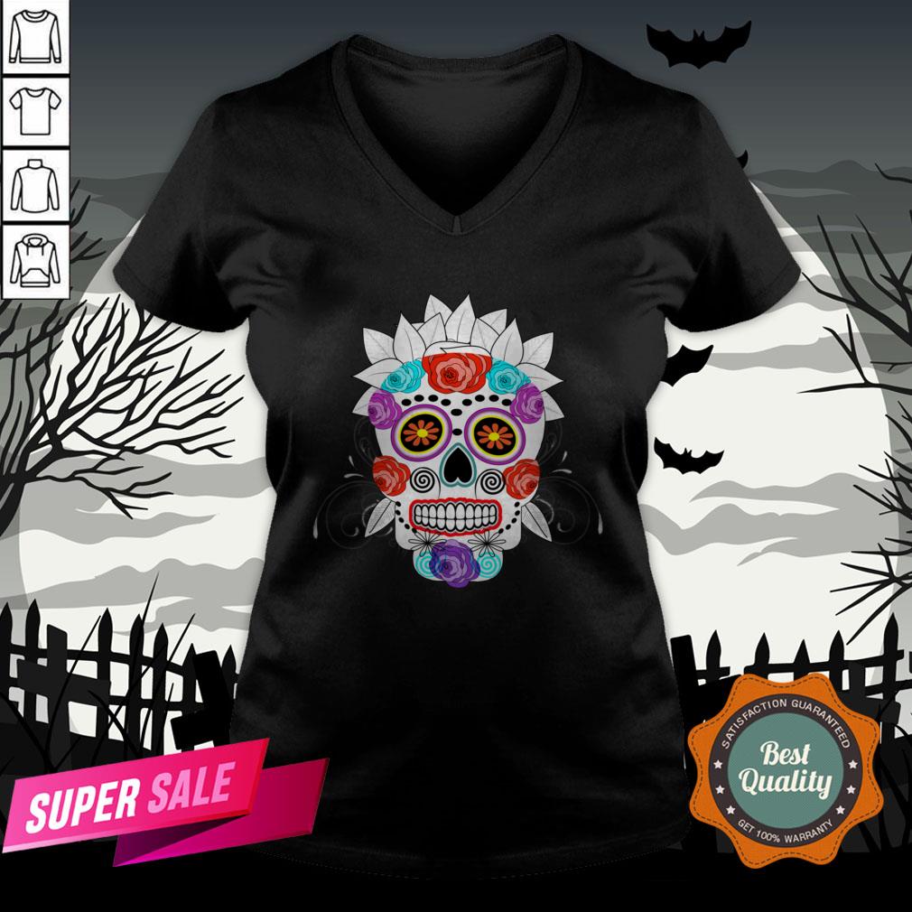 Fun Bright Trendy Sugar Skull Dia De Los Muertos Day Of The Dead Shirt - Image 2