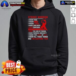 Alternative view of Premium Stroke Warrior I Know Pain I Know Fear I Know Tears Red Ribbon T-Shirt