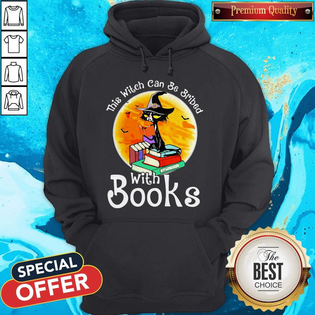 Love Halloween Cat This Witch Can Be Bribed With Books Moon Shirt - Image 5