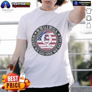 Awesome WWG1 Wga Where We Go One We Go All Qanon Flag Emblem T-Shirt