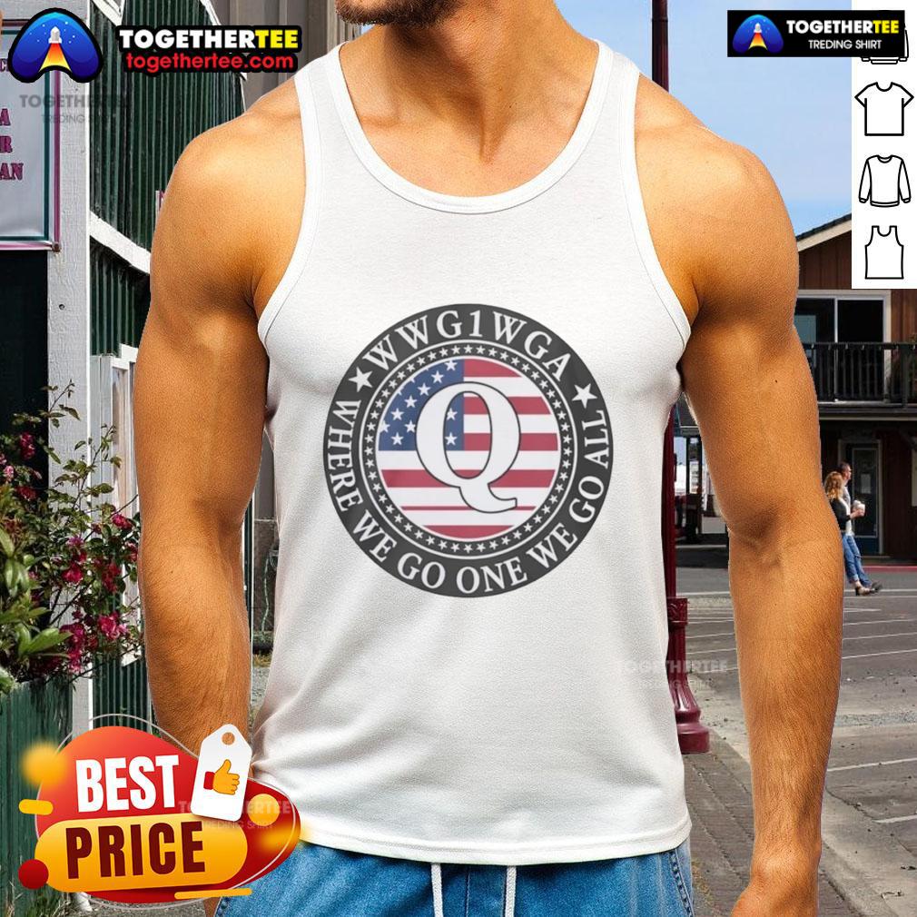 Awesome WWG1 Wga Where We Go One We Go All Qanon Flag Emblem T-Shirt - Image 4
