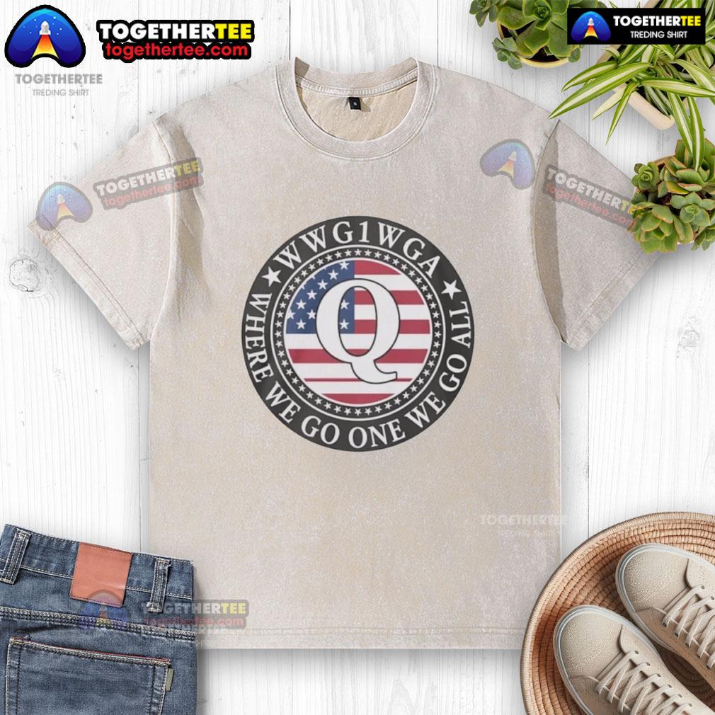 Awesome WWG1 Wga Where We Go One We Go All Qanon Flag Emblem T-Shirt - Image 6