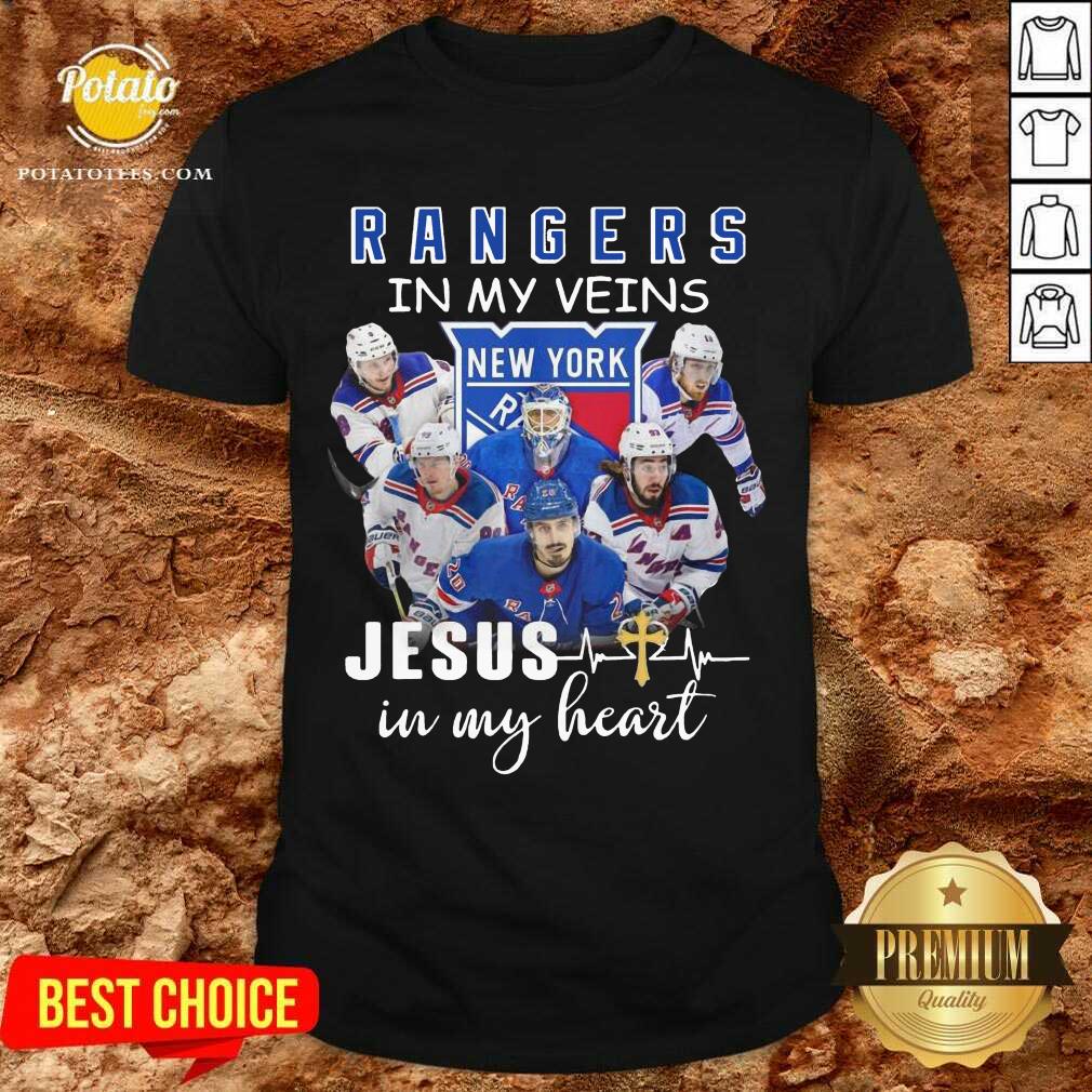 Premium New York Rangers In My Veins Jesus In My Heart Shirt
