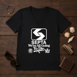 Alternative view of Pretty SEPTA We Are All Going To Die Worst Of Philly Eternal Gangramgram Shirt