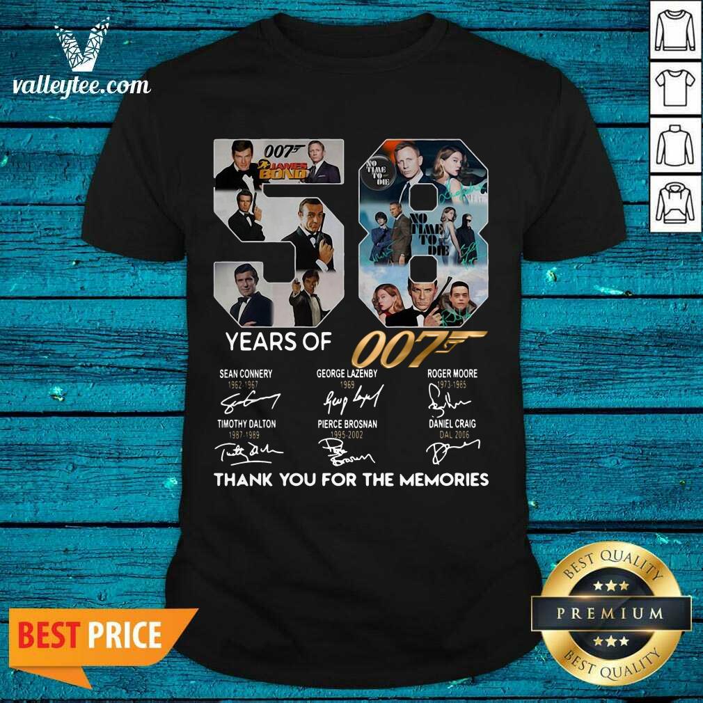 Cute 58 Years Of 007 Thank You For The Memories Signatures Shirt
