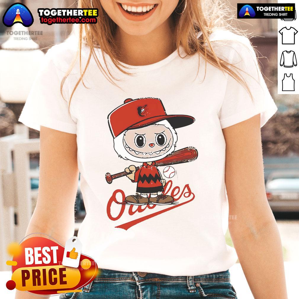 Good Labubu Charlie Brown Baltimore Orioles T-Shirt - Image 3