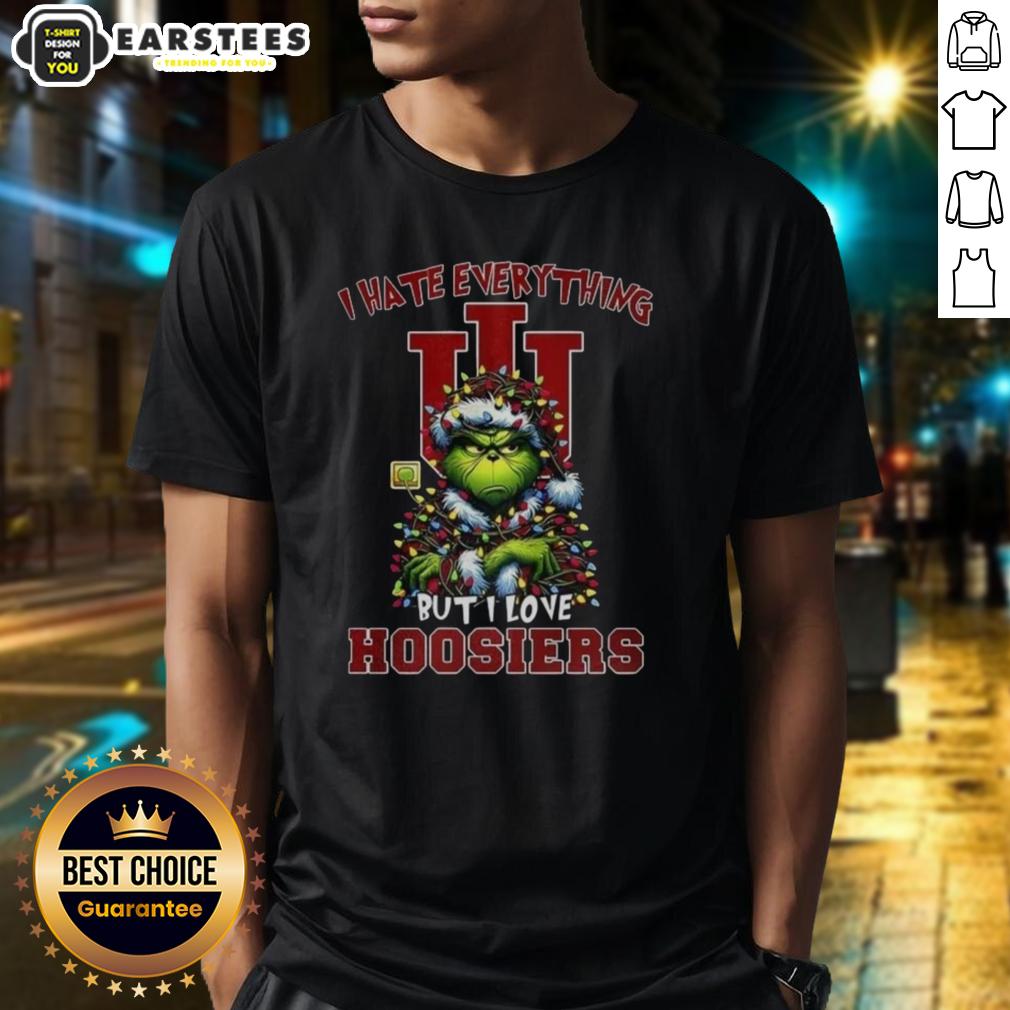 Awesome Santa Grinch I Hate Everything But I Love Indiana Hoosiers Merry Christmas T-Shirt