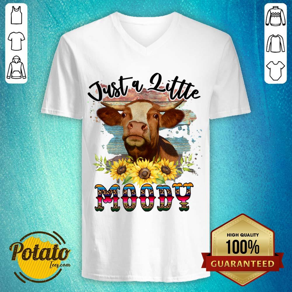 Just A Little Moody Sunflower Dairy Cows Shirt - Image 4