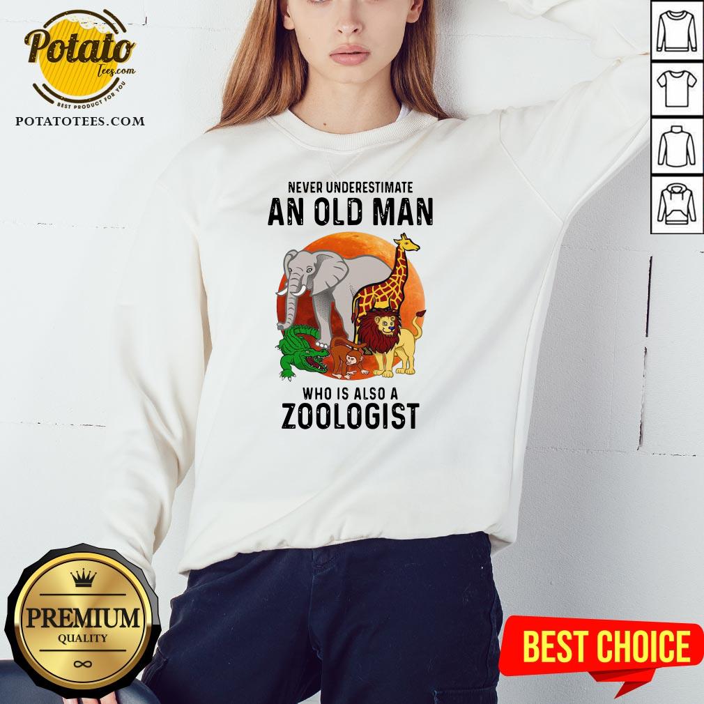 Never Underestimate An Old Man Who Is Also A Zoologist Moon Shirt - Image 4