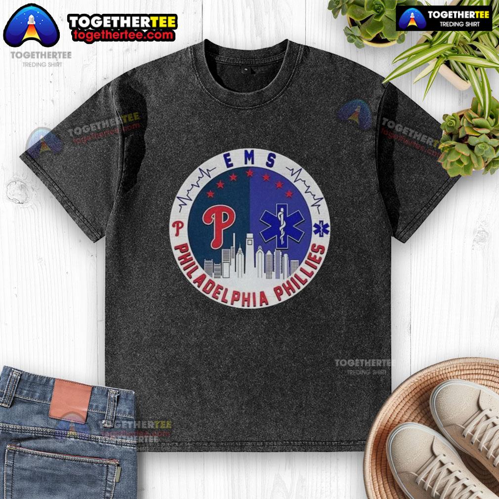Nice Philadelphia Phillies EMS City Skiline T-Shirt - Image 6
