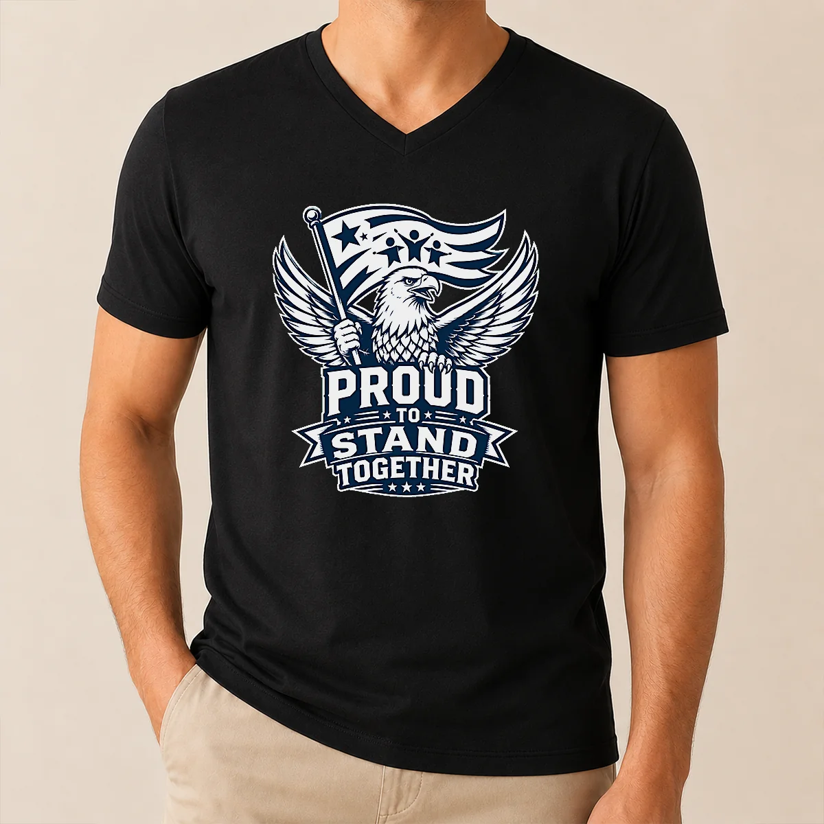 Funny Proud To Stand Together Eagle Line Art Shirt - Image 2