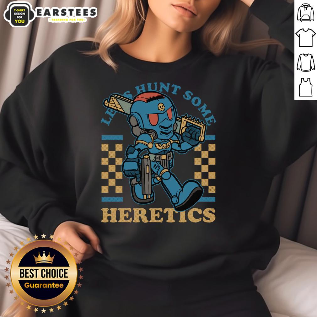 Awesome Warhammer Space Marine Game Mascot Rpg Marine Let Hunt Some Heretics T-Shirt - Image 2