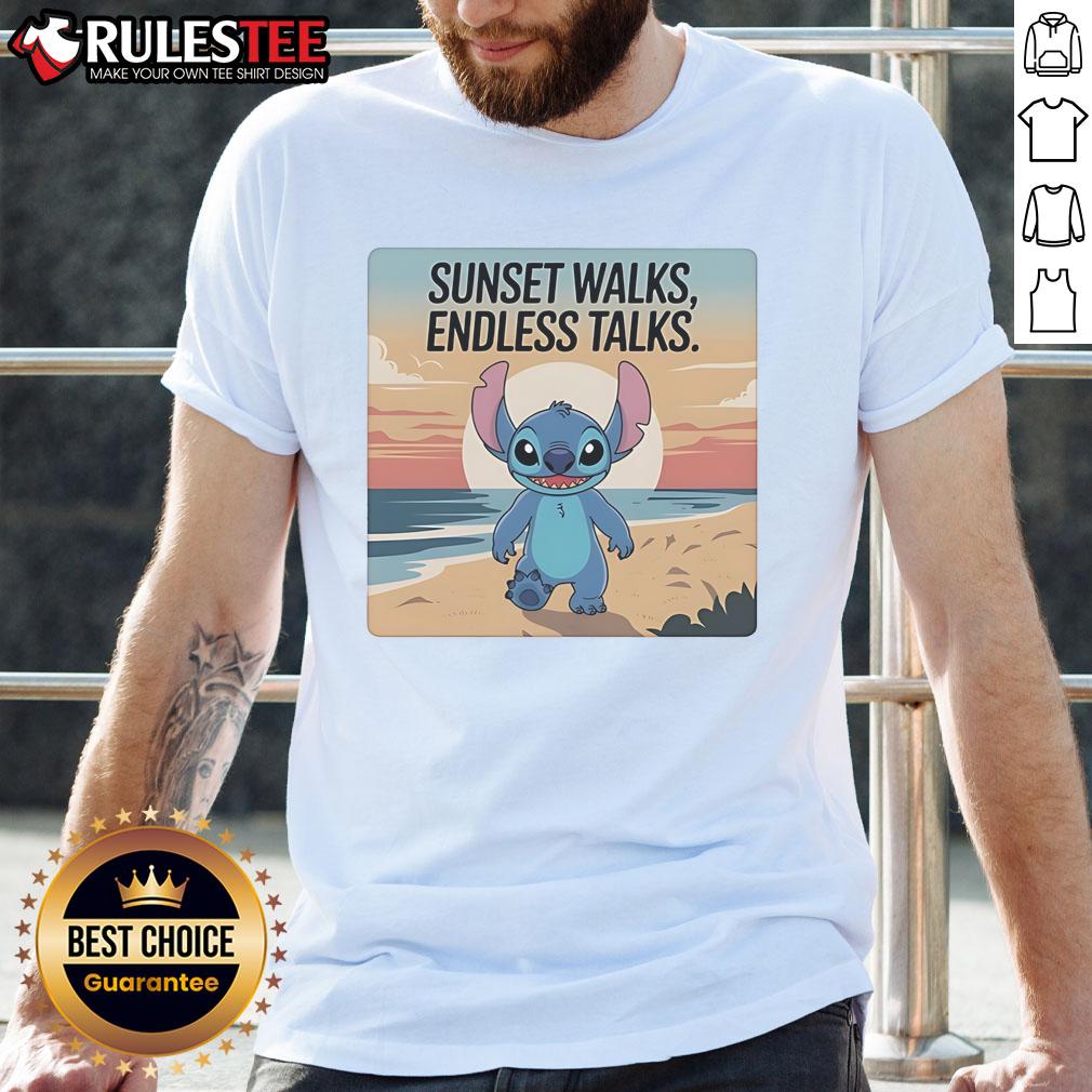 Cute Stitch In The Beach Sunset Walks Endless Talks T-Shirt