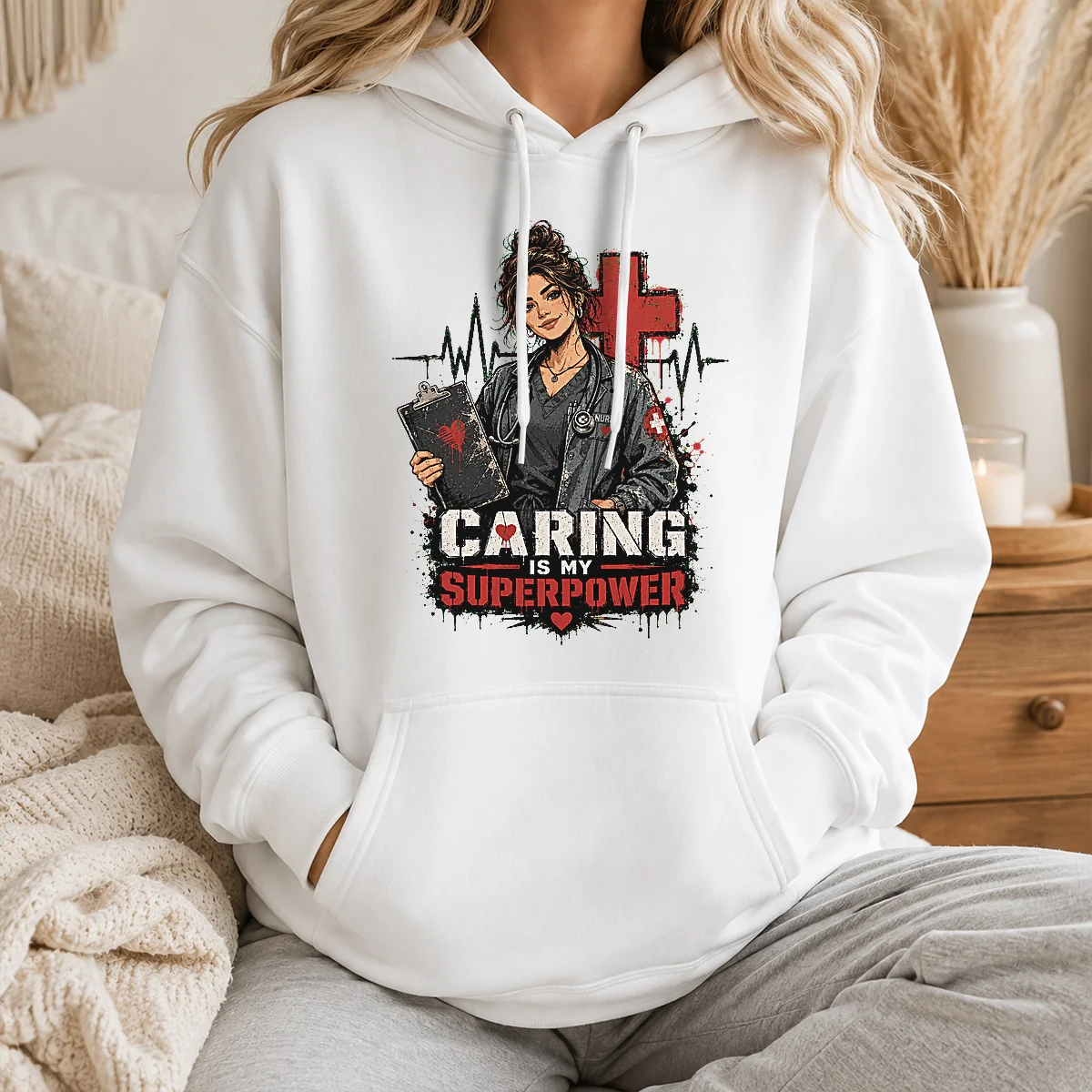 Nurse Caring Is My Superpower Streetwear Shirt - Image 6