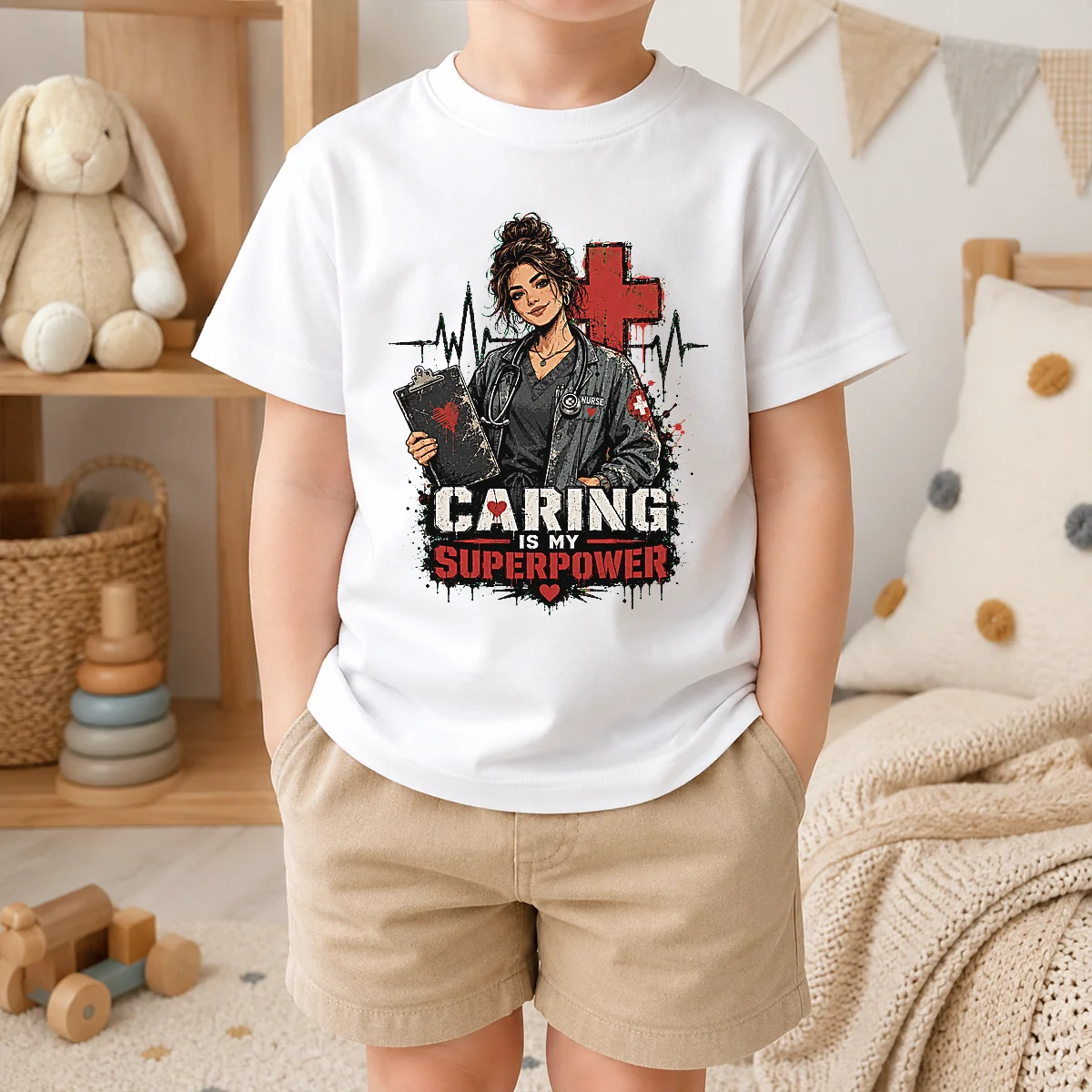 Nurse Caring Is My Superpower Streetwear Shirt - Image 9