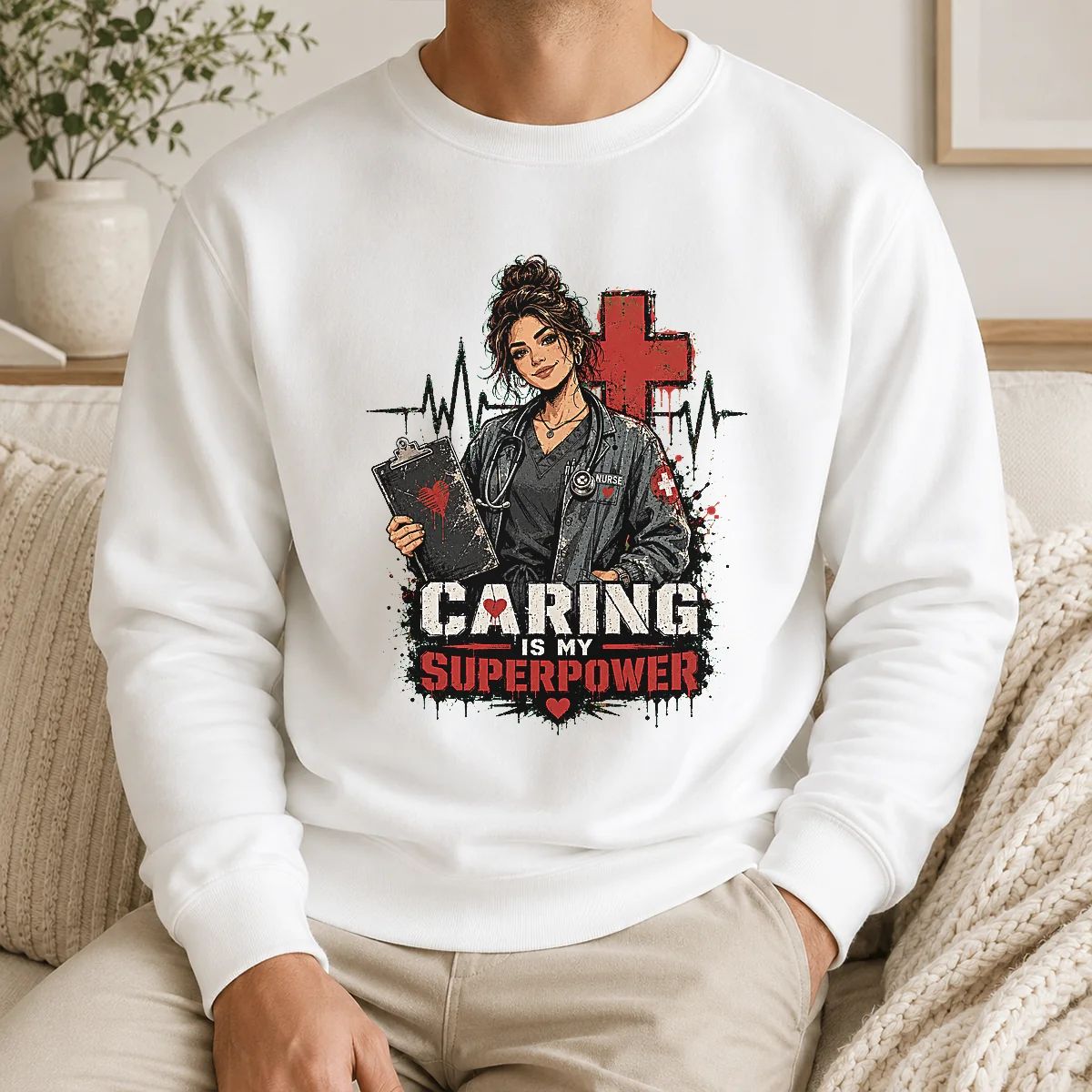 Nurse Caring Is My Superpower Streetwear Shirt - Image 7