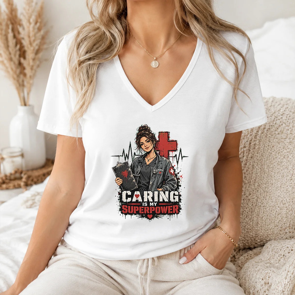 Nurse Caring Is My Superpower Streetwear Shirt - Image 2