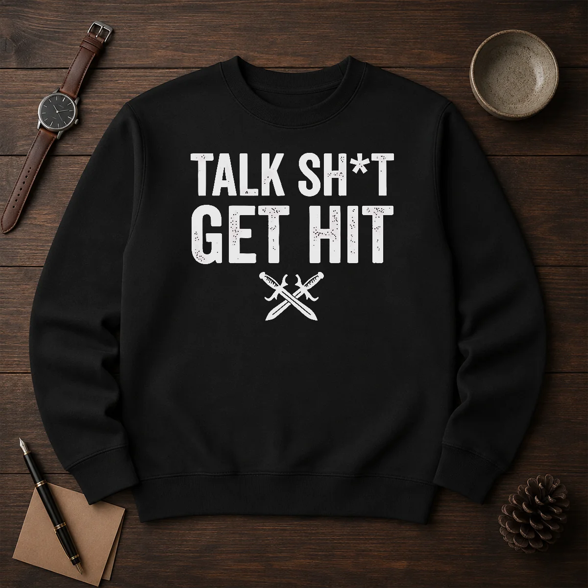 Official Talk Sht Get Hit Crossed Swords Shirt - Image 7