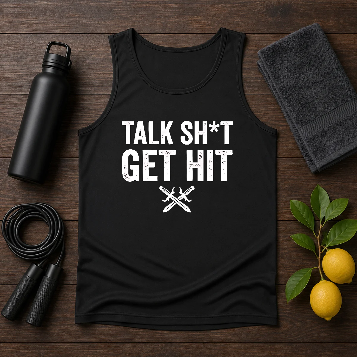 Official Talk Sht Get Hit Crossed Swords Shirt - Image 3