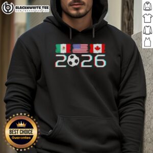 Alternative view of Awesome United 2026 Soccer Cup North America Emblem Flags T-Shirt
