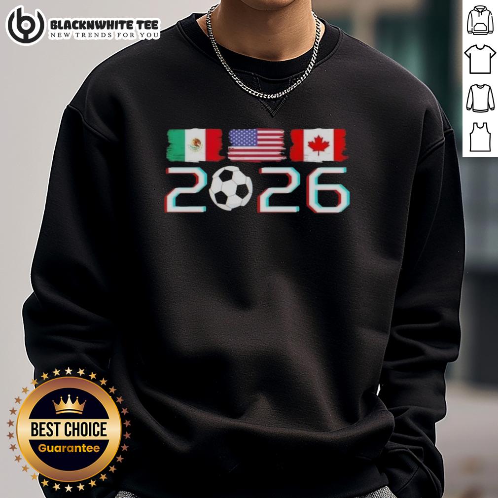 Awesome United 2026 Soccer Cup North America Emblem Flags T-Shirt - Image 5
