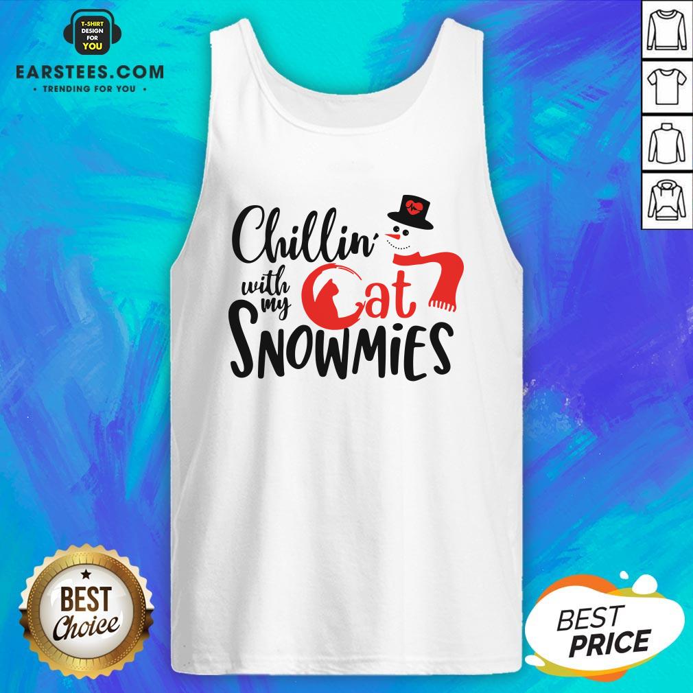 Funny Chillin With My Cat Snowmies Christmas Shirt - Image 3