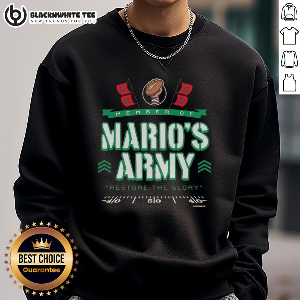Nice Miami Hurricanes Member Of Mario's Army Restore The Glory T-Shirt - Image 5