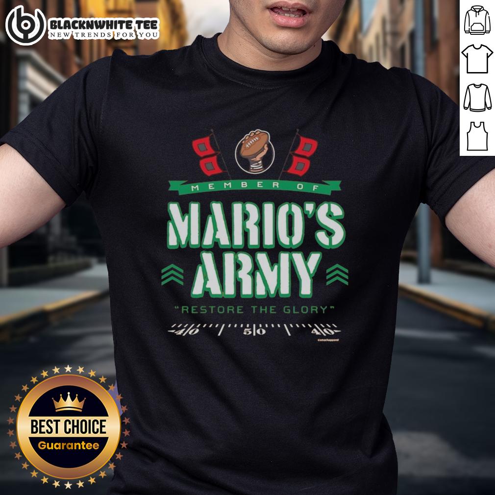 Nice Miami Hurricanes Member Of Mario's Army Restore The Glory T-Shirt