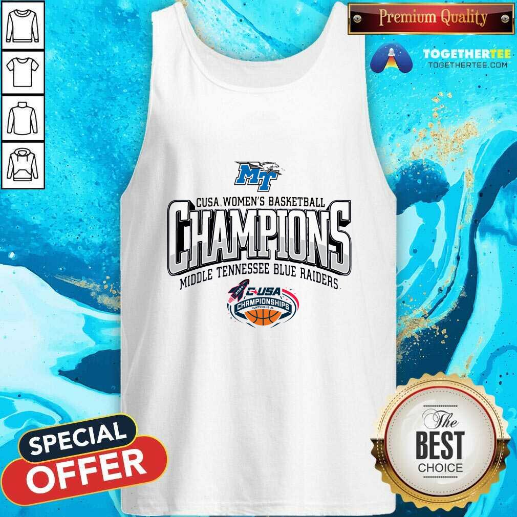 Official MTSU Blue Raiders Blue 84 Unisex 2024 CUSA Women’s Basketball Conference Tournament Champions T-Shirt - Image 2