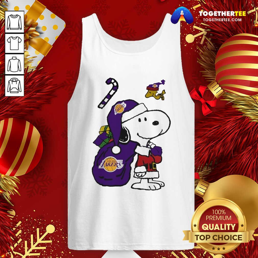 Hot Snoopy And Woodstock Los Angeles Laker Merry Christmas 2020 Shirt - Image 3