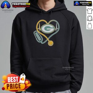 Alternative view of Official Love Green Bay Packers Stethoscope Headphones Fans T-Shirt