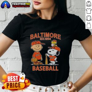 Alternative view of Top Charlie Brown Snoopy And Woodstock With Baltimore Orioles Baseball Jersey Est 1894 T-Shirt