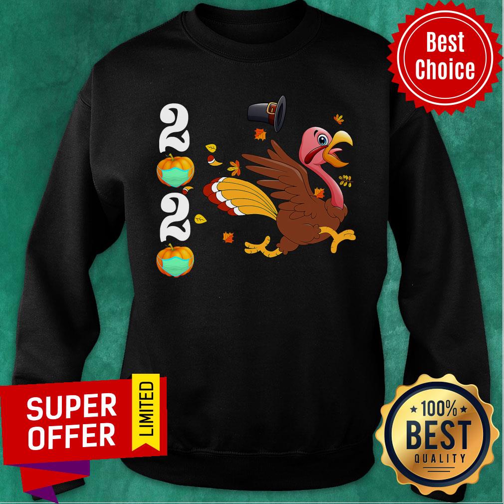 Nice Thanksgiving Turkey Running Funny 2020 Pumpkins Wearing Mask Shirt - Image 5